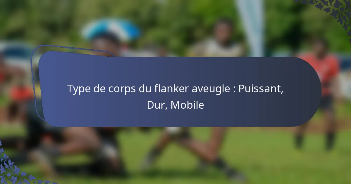 Type de corps du flanker aveugle : Puissant, Dur, Mobile